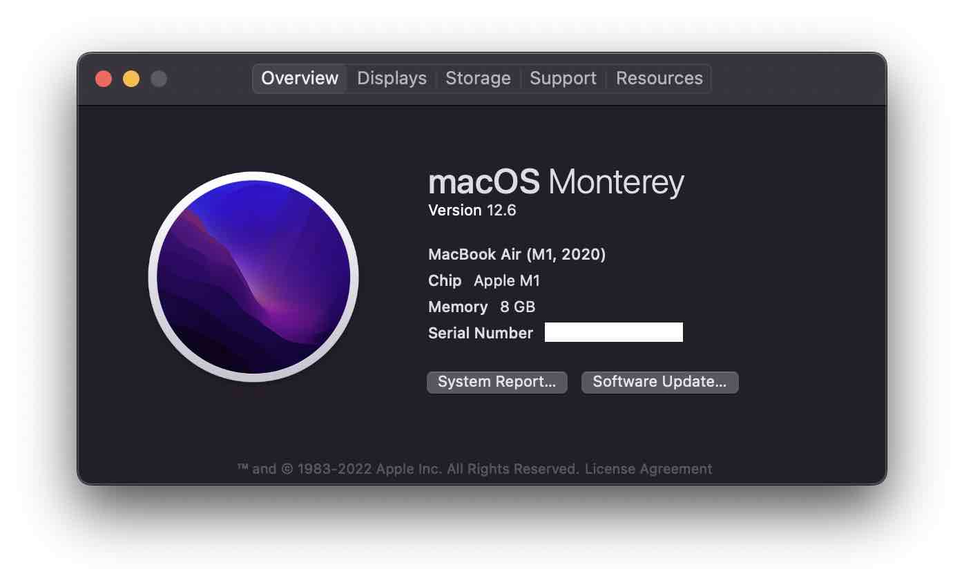 About this Mac - macOS Monterey 12.6